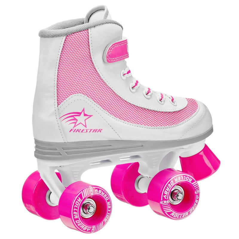 Roller Derby زلاجات رولر ديربي فايرستار للفتيات الشباب باللون الأبيض/الوردي مقاس 1 - Image 2